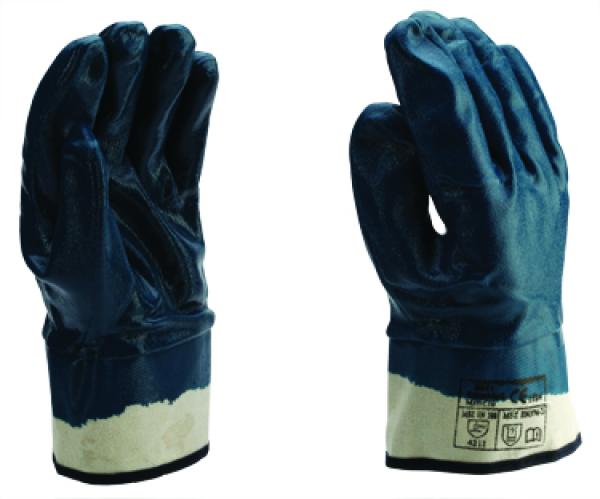 ROCK 9041 GUMIRTER STULPENHANDSCHU BLAU MIT BAUMWOLL JERSEY